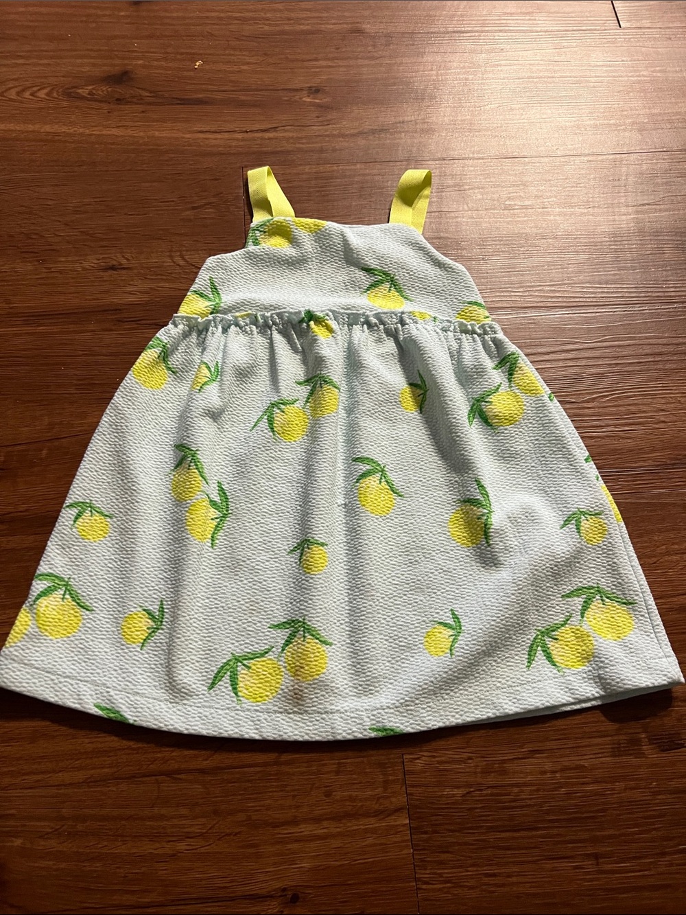 Girls Lemon-Print Sundress - Yellow Strap Summer Dress